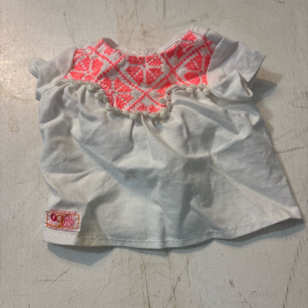 White and Pink American Girl Doll Shirt